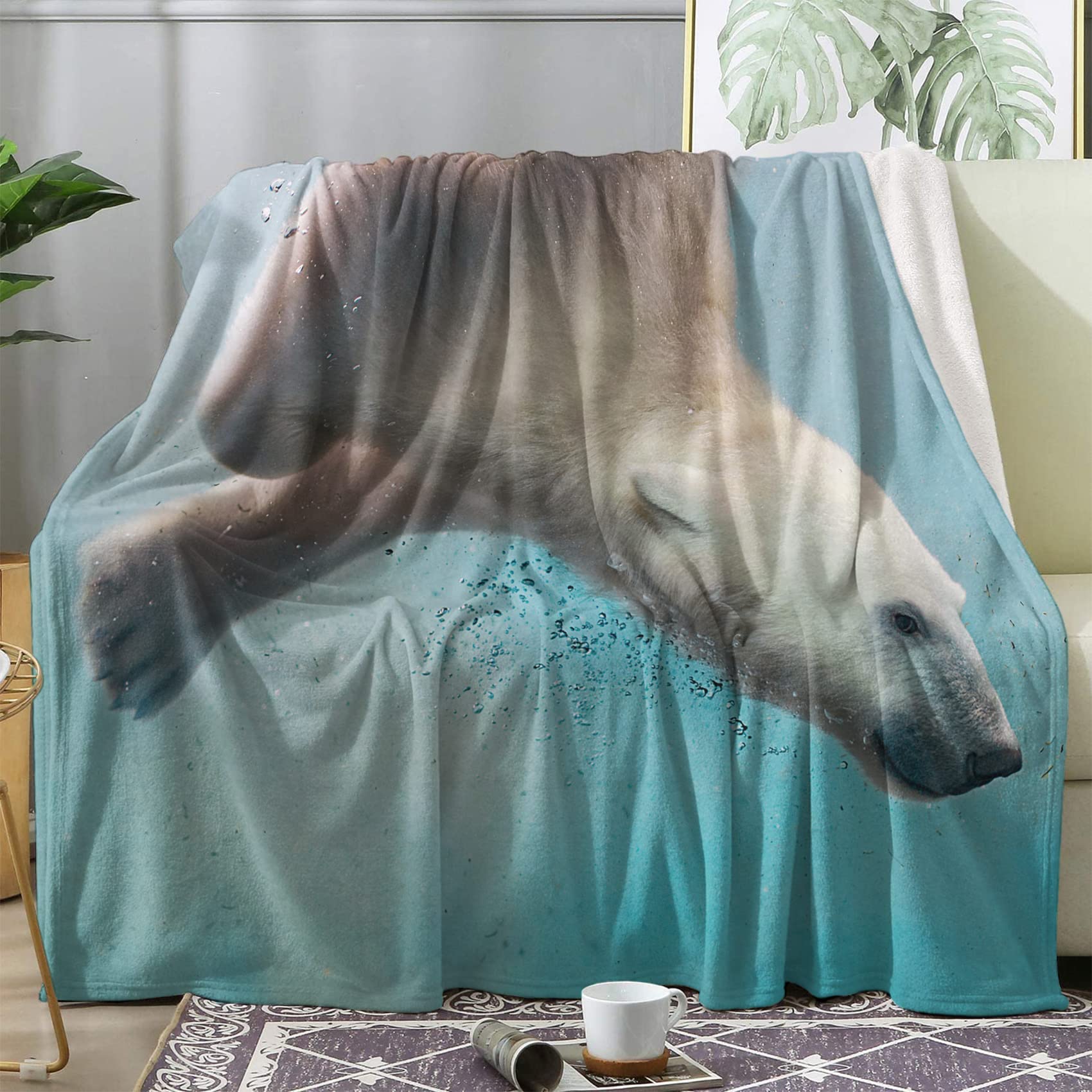 Plaid ours polaire BUKITA de qualité premium couverture double en flanelle douce