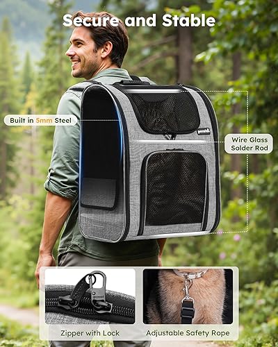 Miniatura 5 de Pecute Mochila para gatos, mochilas para gatos adultos con malla transpirable, mochila plegable para perros pequeños, mochila para mascotas con
