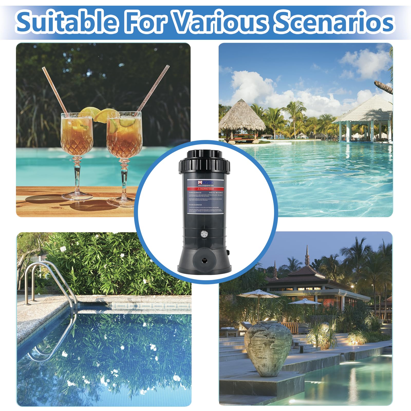 MAYGO CL220 - Clorador automático de piscina fuera de línea de repuesto Hayward CL220, clorador automático para piscina fuera de línea tanto para piscina cubierta como sobre el suelo (9 libras)