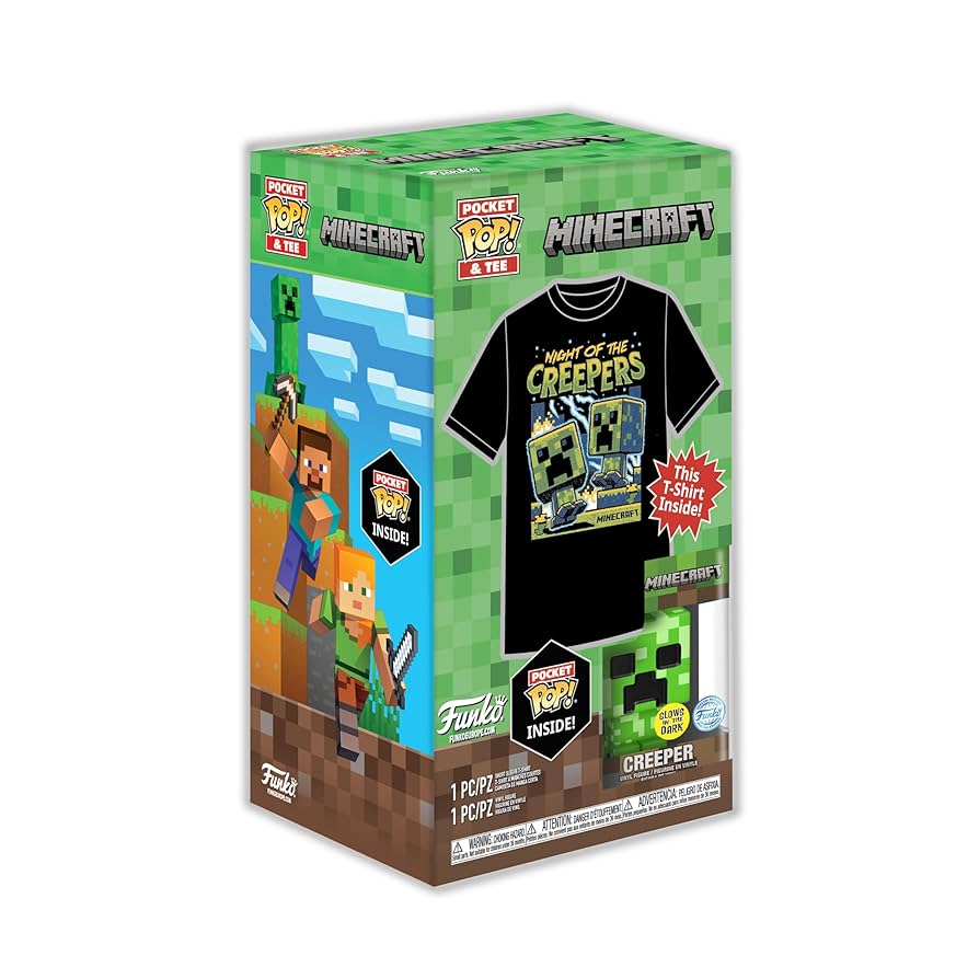 Funko Pocket Pop! & Tee: Minecraft - Blue Creeper - Medium