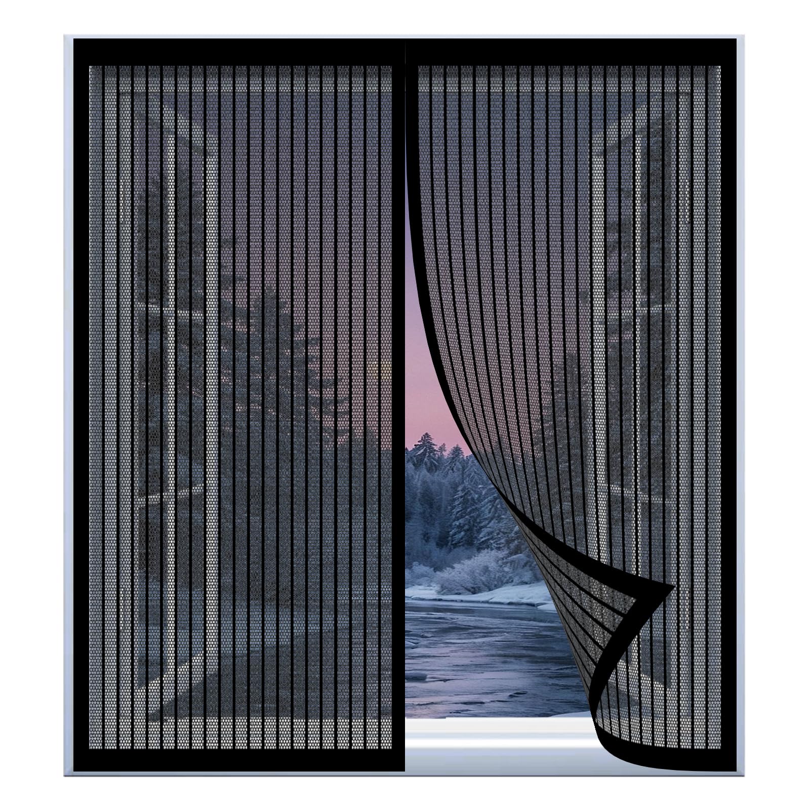 Yuanwan Black Magnetic Fly Screens For Windows 117 X 115 Cm Easy Installation No Drilling Or Screwing Magnetic Fly Insect Screen For Windows Nets To Keep Bugs Out,