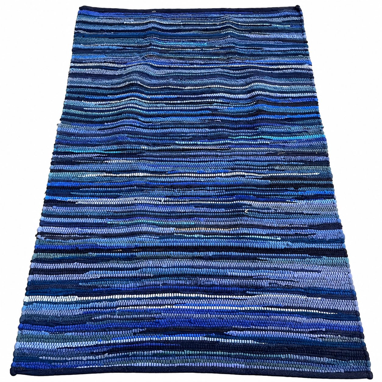 RAJRANG Cotton Chindi Navy Blue Rag Rug, Area Rug for Living Room,152x91cm