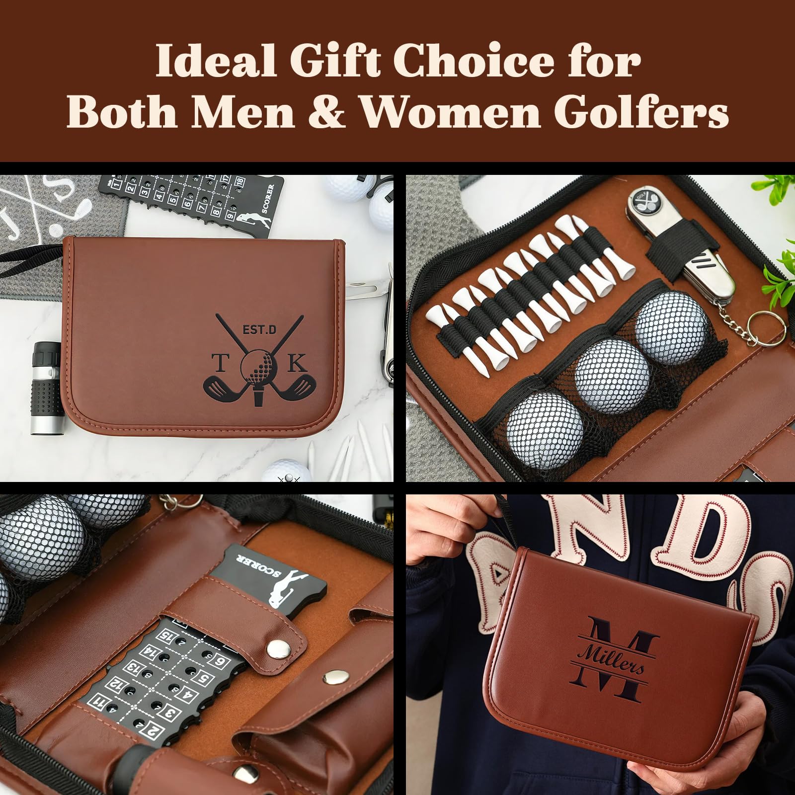 Coffret Cadeau de Golf personnalisé, Gravure personnalisée avec nom ou Logo, Accessoires de Golf pour Homme, étui de Rangement en Cuir PU, pour Les passionnés de Golf, Golfeur