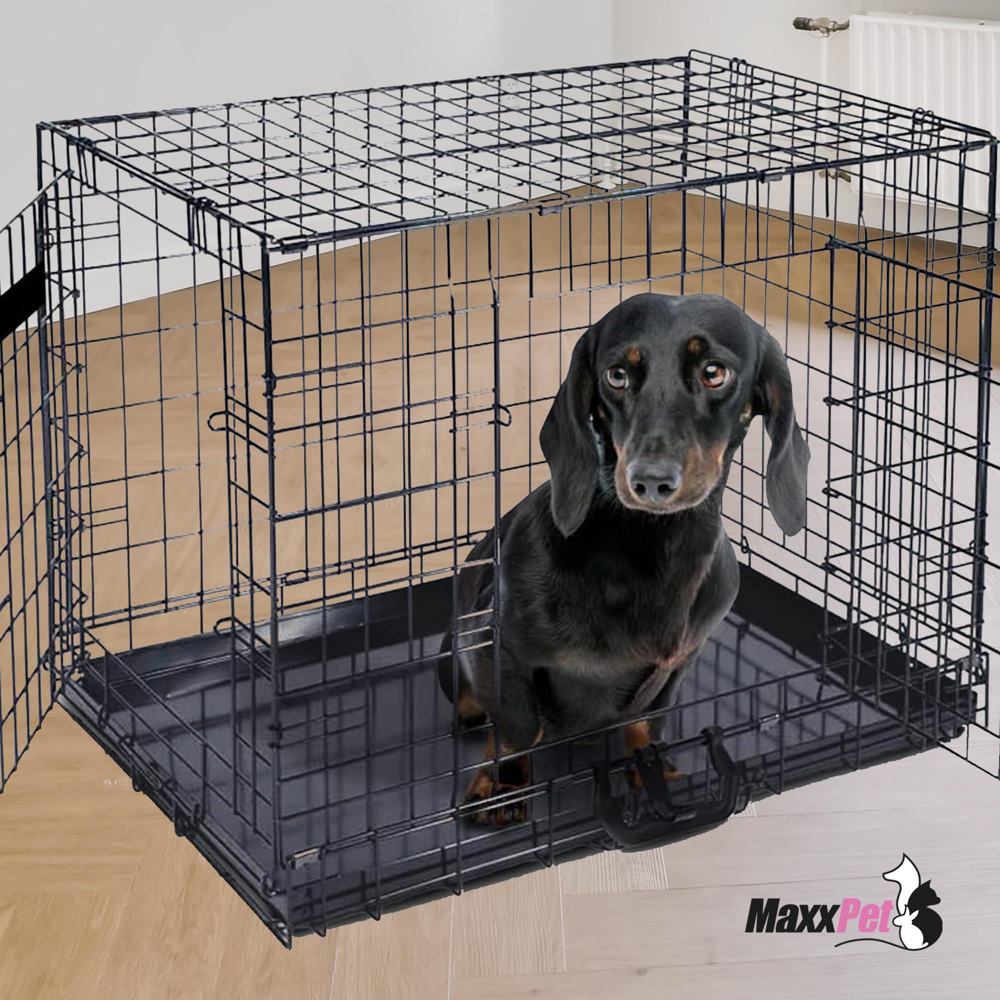 MaxxPet jaula para perros plegable - Jaula de viaje - Jaula para el coche - Jaula de transporte para perros - 63x44x50cm