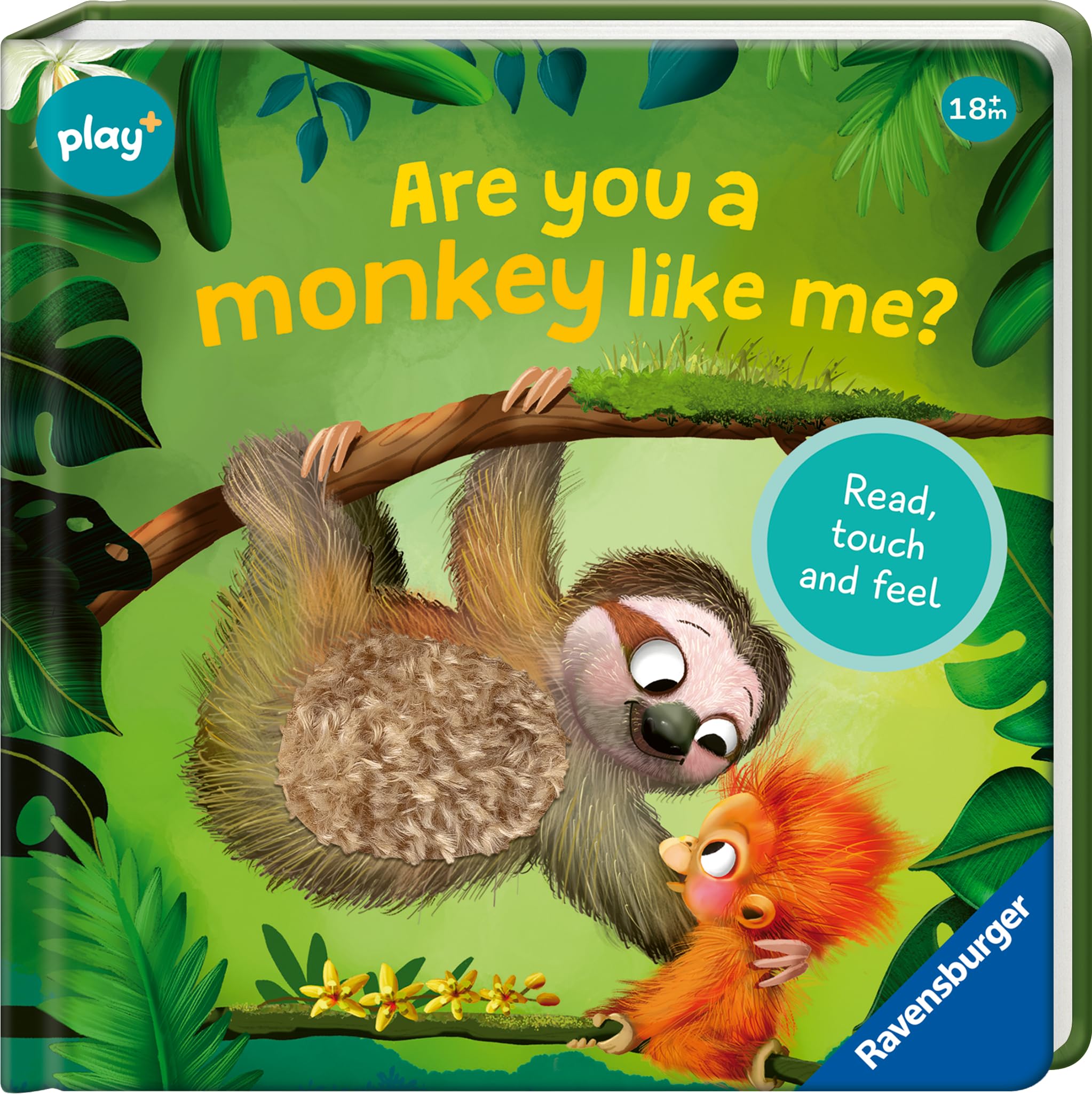 Ravensburger Play+ Are You A Monkey Like Me - Infant and Baby Sensory Book - Toddler Activity and Developments - 18 Months+