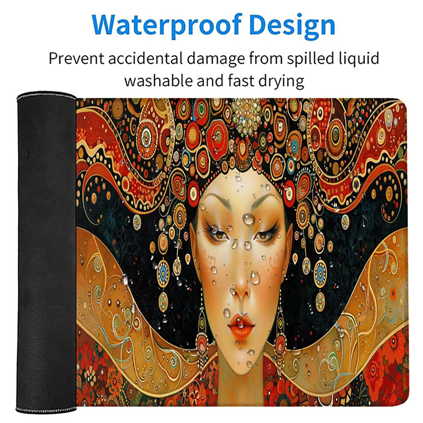 Abstrakt Mousepad, KöNigin Mauspad XXL 1600x800x3mm, Schreibtischunterlage mit Vernähte Kanten, Mauspad Gaming Verbessert Präzision und Geschwindigkei, Schreibtisch Zubehör und PC Zubehör 0-4925