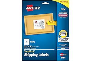 Avery® TrueBlock® Permanent Inkjet Shipping Labels, 3 1/3 x 4