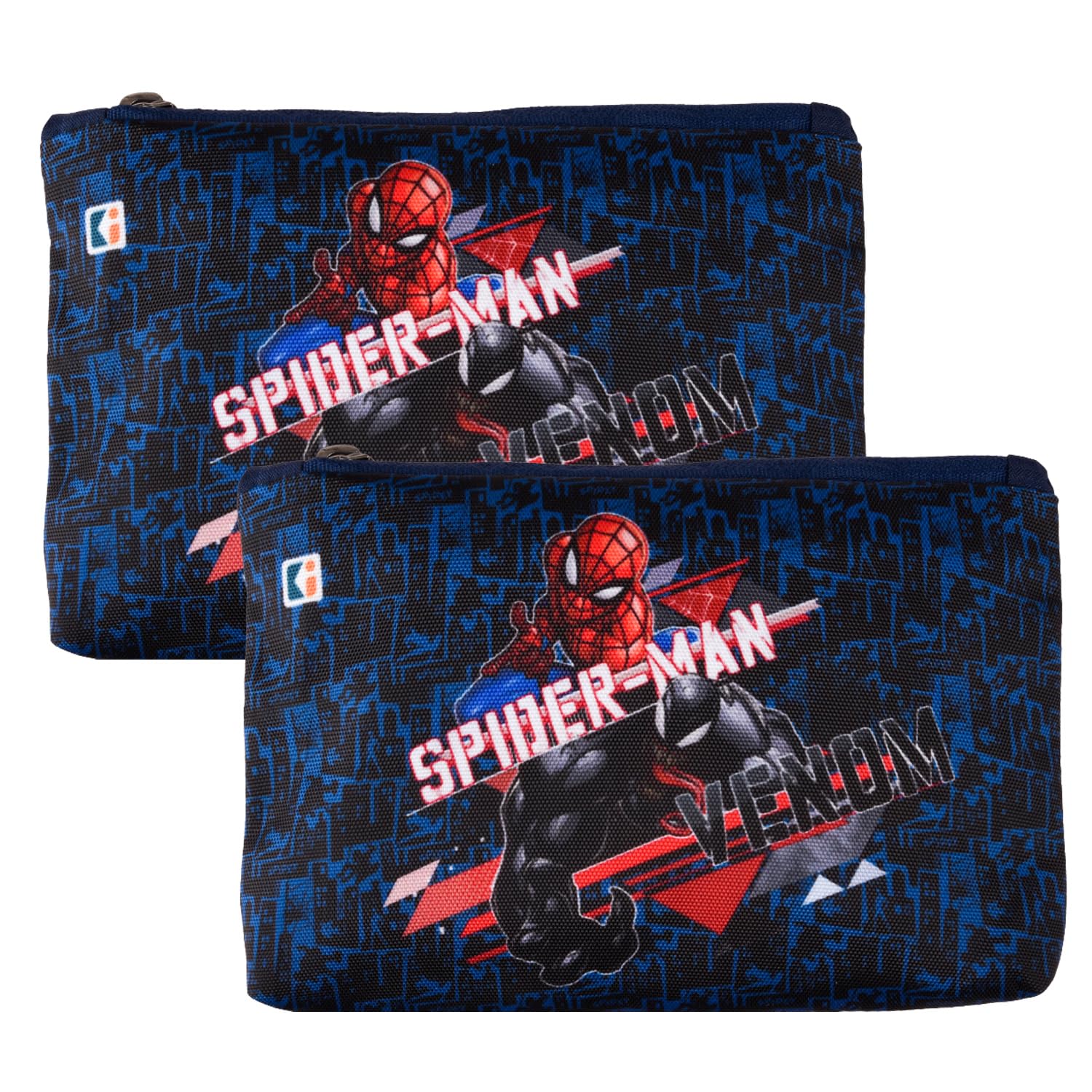 Pack of 2 Pencil Pouch | Pen-Pencil Box for Kids | Square Stationary Pouch | School Geometry Pouch | Pencil Utility Bag | Zipper Pencil Organizer | Marvel Spider-Man | Navy Blue