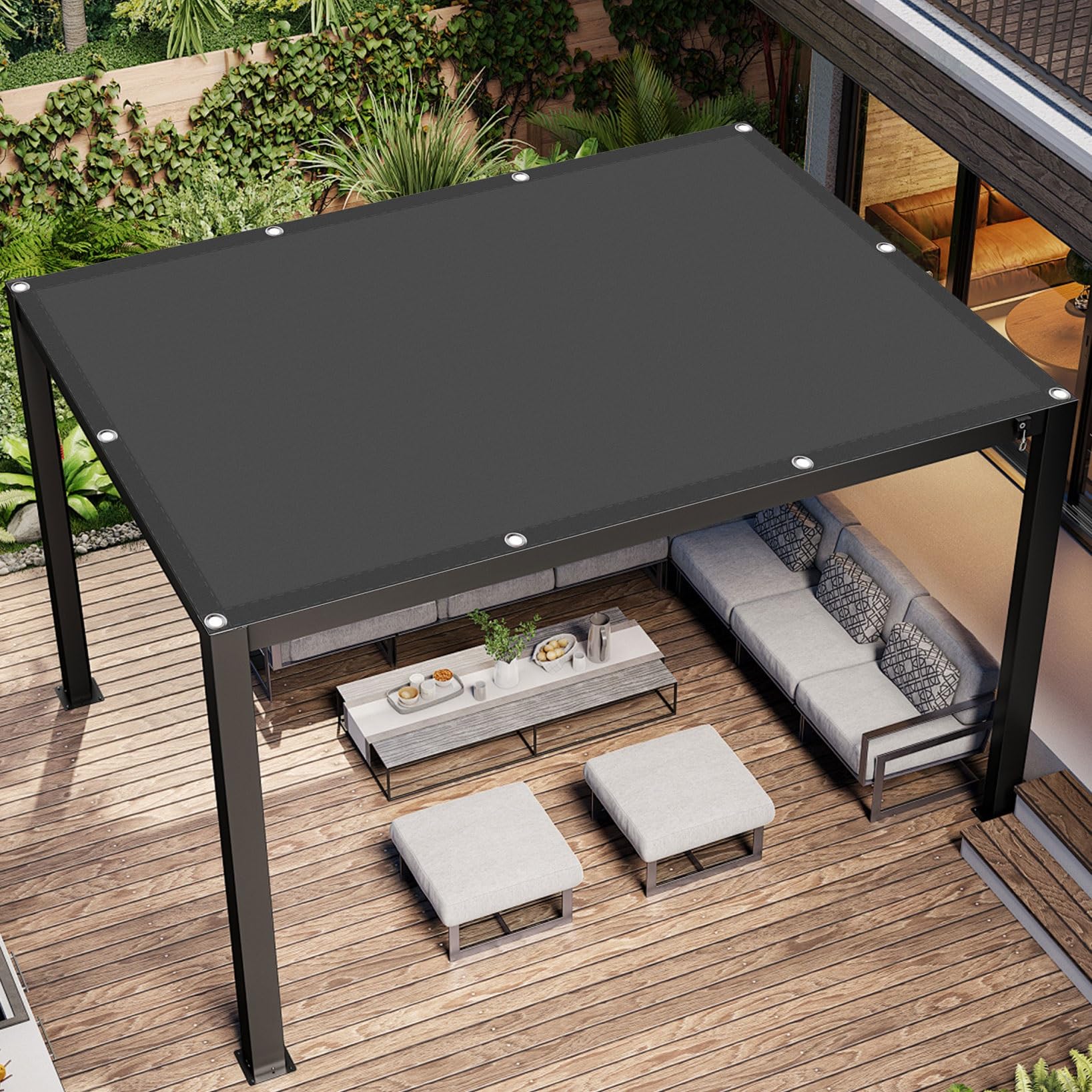 Voiles d'ombrage pour patio rectangulaire gris foncé 0.3x7 m