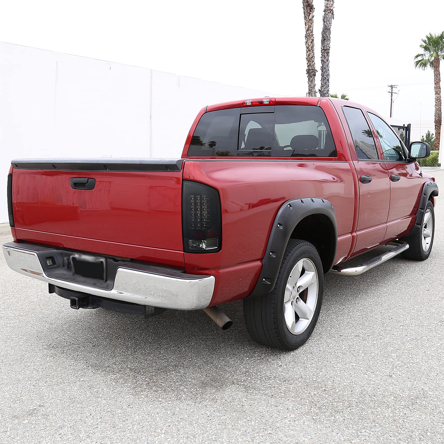 Spec-D Tuning Glossy Black Smoke LED Tail Lights Compatible with 2007-2008 Dodge Ram 1500, 2007-2009 Dodge Ram 2500/3500, Left + Right Pair Assembly