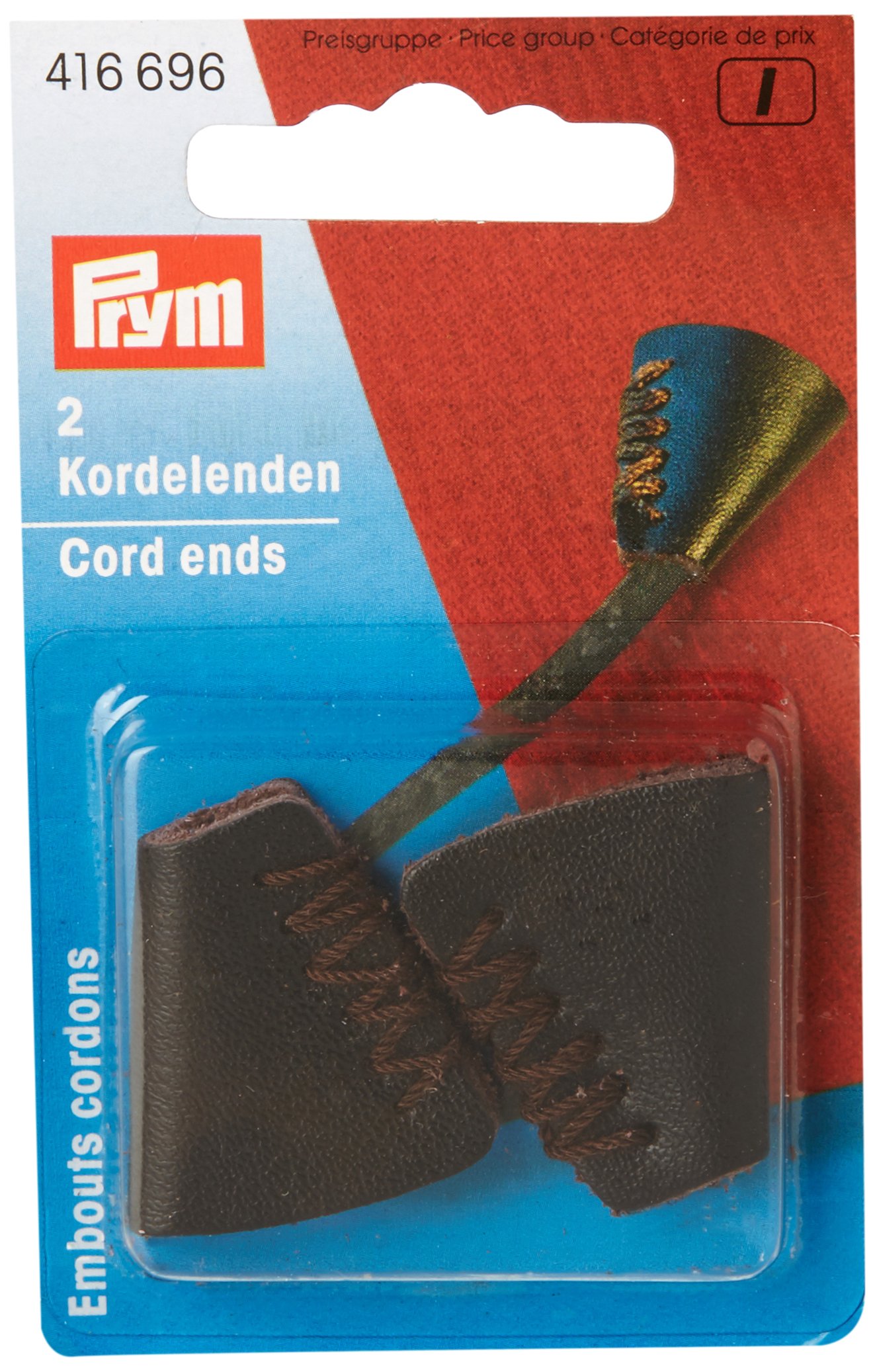Prym Cord Ends/Cord Stops/Knot Covers, Leather, Brown, 25 mm, 2-Piece