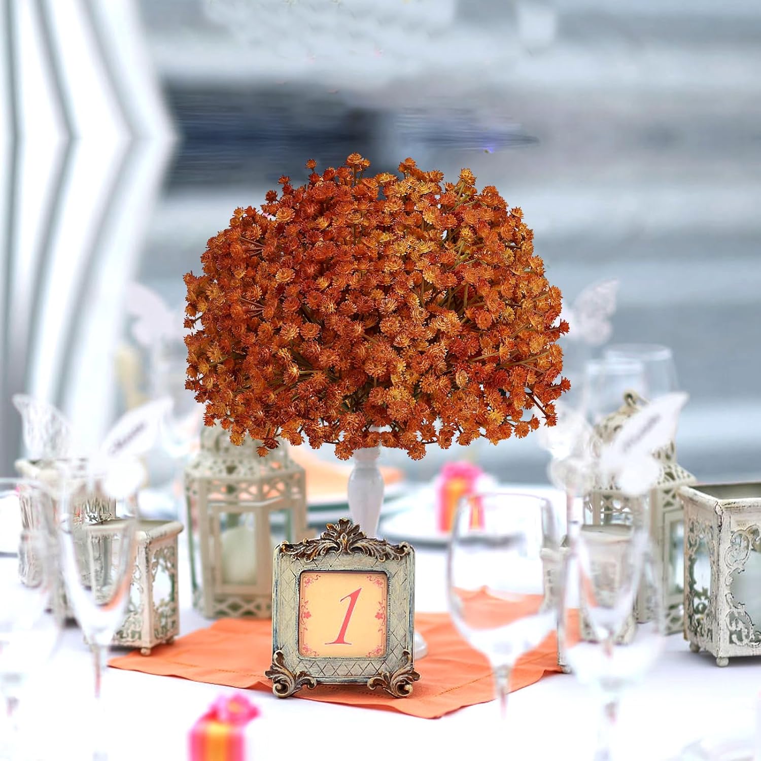 Babys Breath Artificial Flowers Bulk, Fall Decorations for Home, 18pcs Burnt Orange Gypsophila Babys Breath for Wedding Arches Bouquets Table Centerpieces Autumn Decor - Image 6