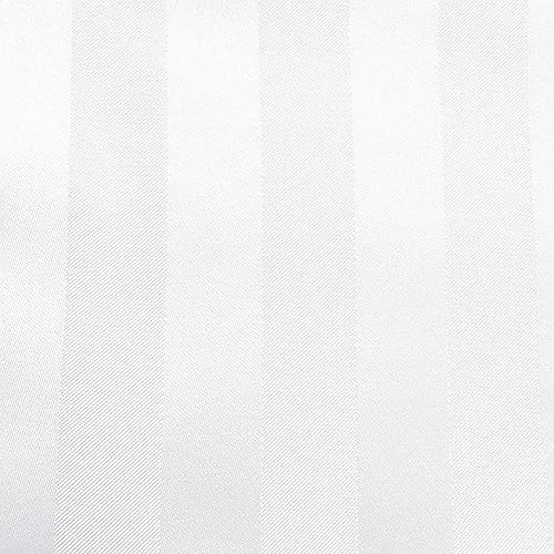 Miniatura 2 de ULTIMATE TEXTILE Mantel redondo de rayas satinadas de 84 pulgadas, color blanco