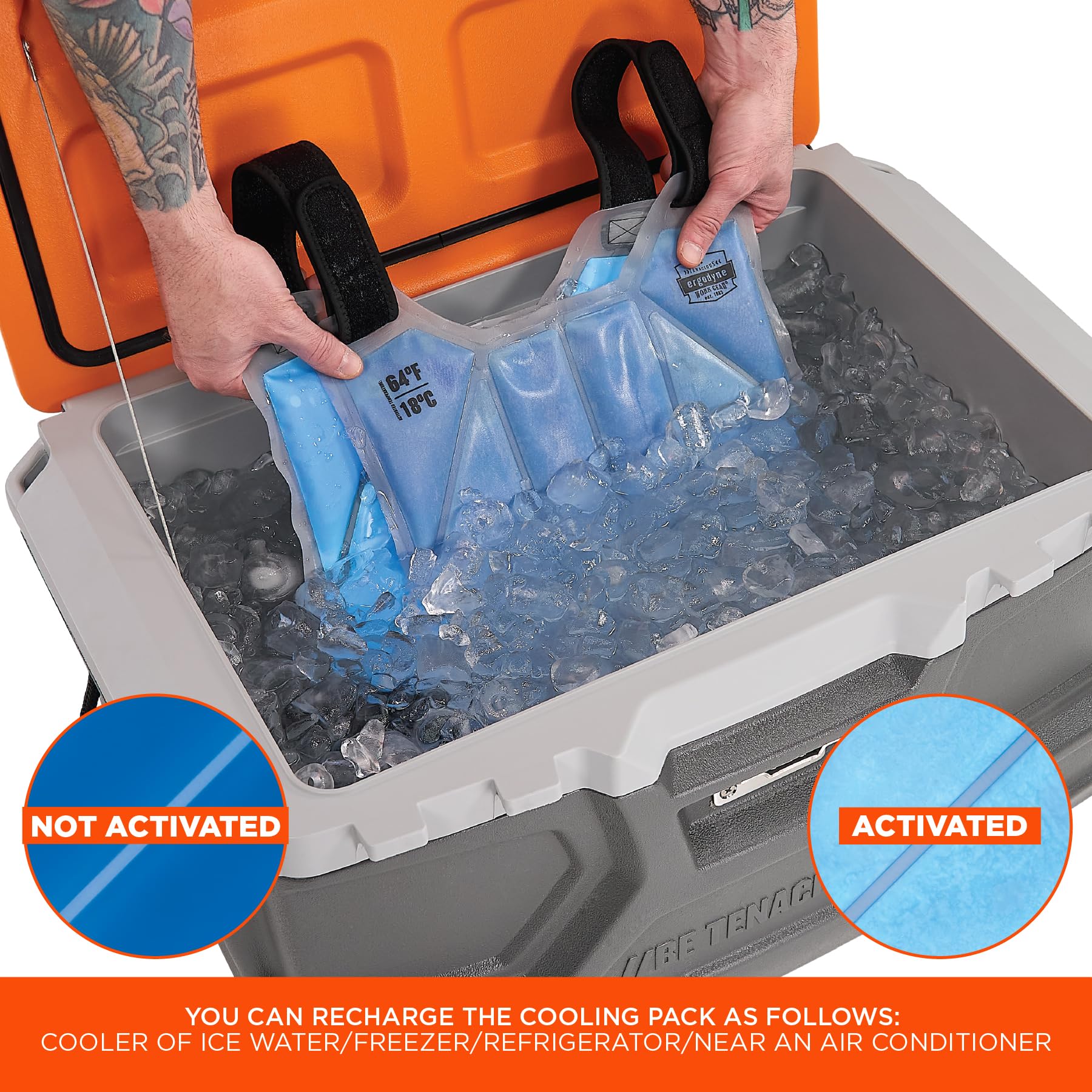 Ergodyne Chill-Its 6210 - Gilet refrigerante a cambiamento di fase con asciugamano refrigerante 6602 Chill-Its