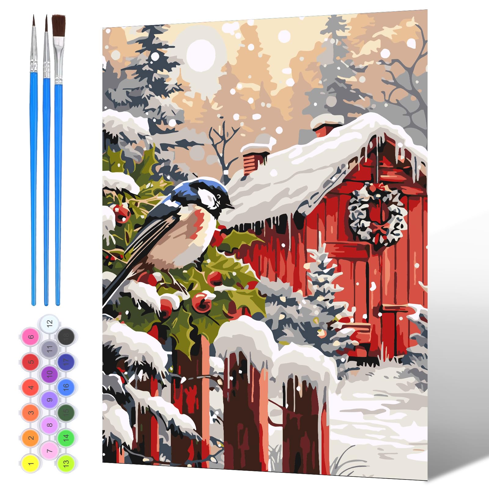 NAIMOER Painting by Numbers House for Adults, DIY Christmas Paint by Numbers on Canvas with All Painting Tools Art Happy New Year Gifts, Home Wall Decor 30x40cm