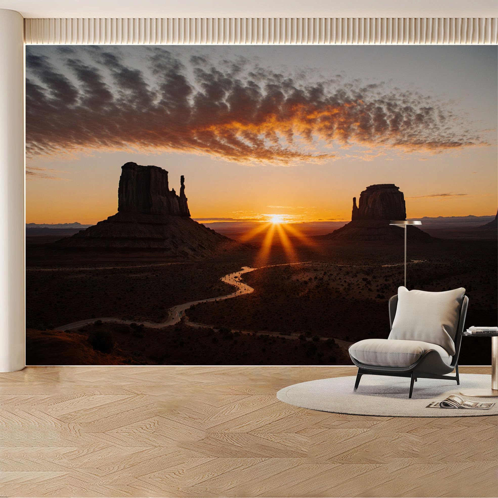Custom Wall Mural Wallpaper Desert Mountain Landscape Nature Wall Decor 3D Effect Sunset for Living Room， Bedroom， Office
