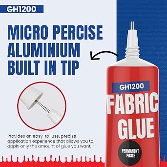 60 ML Fabric Glue Permanent Craft Liquid Stitch Fabric Glue for Patches, Denim, Cotton, Fabric, Lenin & More, Flexible & Machine