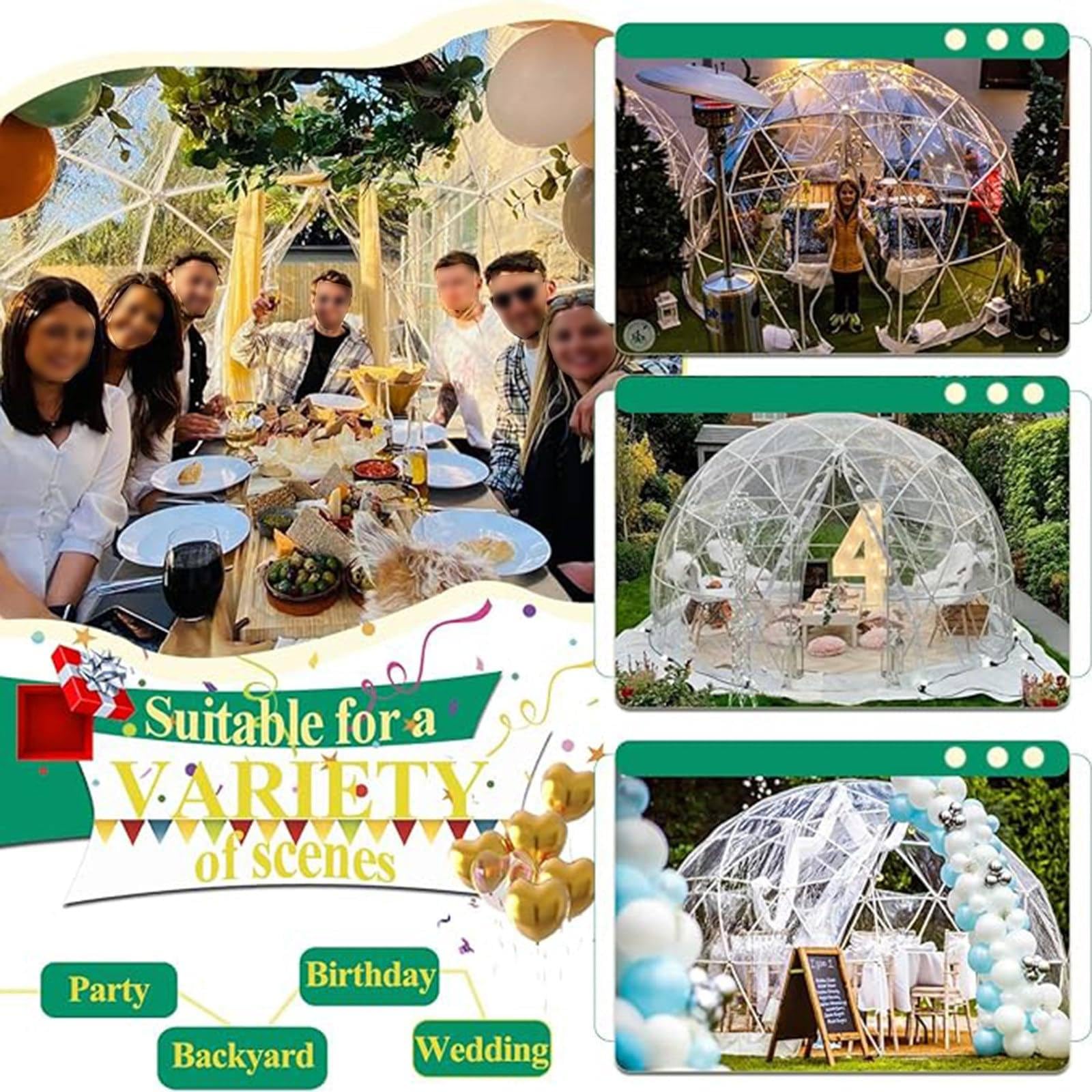 Namiot Bubble 3,6 M/12 Stóp, Namiot Kopułowy Geodezyjny Dla 6-8 Osób, Igloo Ogrodowe Z Przezroczystym Oknem, Przezroczysty Namiot Kopułowy Na Podwórko, Kemping, Imprezę