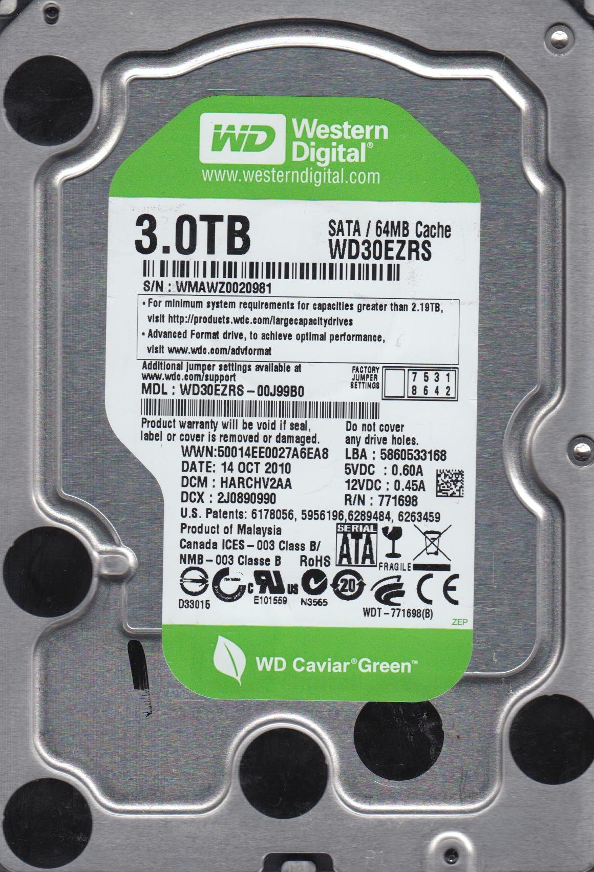 WD green HDD 3TB ×2個 内蔵型ハードディスクドライブ Amazon | WESTERNDIGITAL 【3TB】 Western Digital HDD Caviar