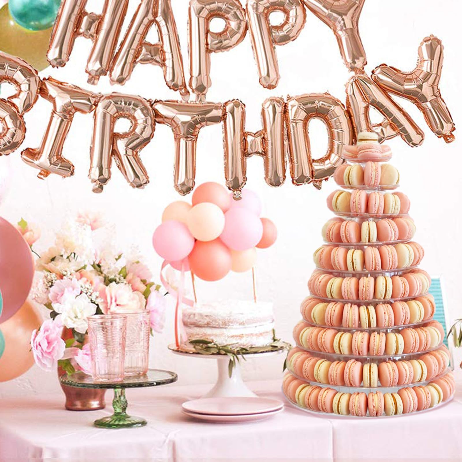 Présentoir rond en plastique transparent pour macarons, gâteaux, desserts, pâtisseries, anniversaire, mariage, fête (10 niveaux)