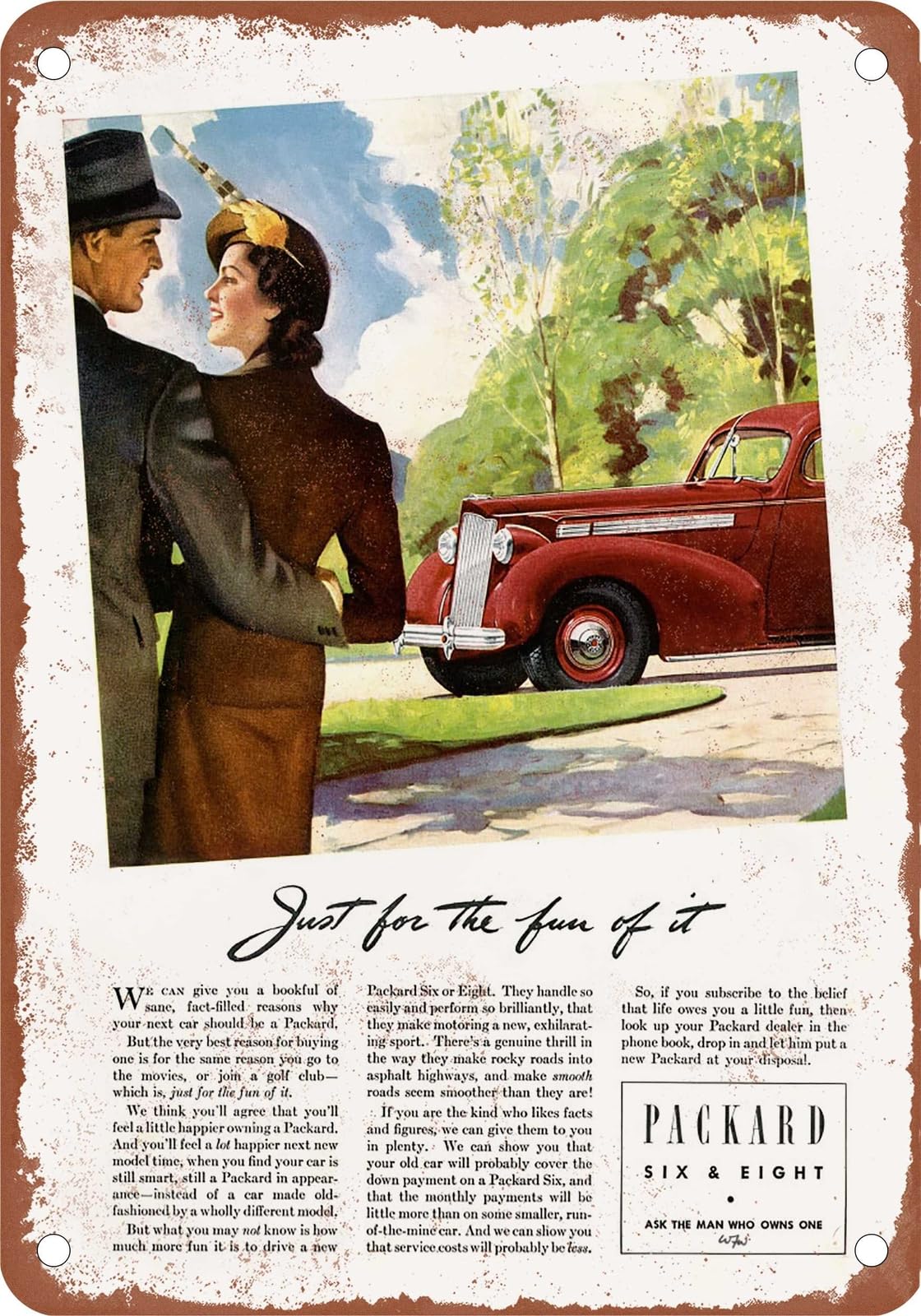 Miaomansenstore Metal Sign - 1938 Packard Vintage Ad 04 - Old Retro Rusty Look Home Decor