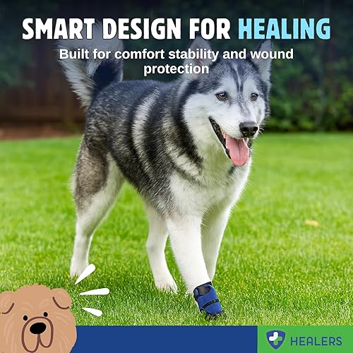 Miniatura 4 de Healers Petcare - Botines médicos para perro, unidad individual, azul, talla XL