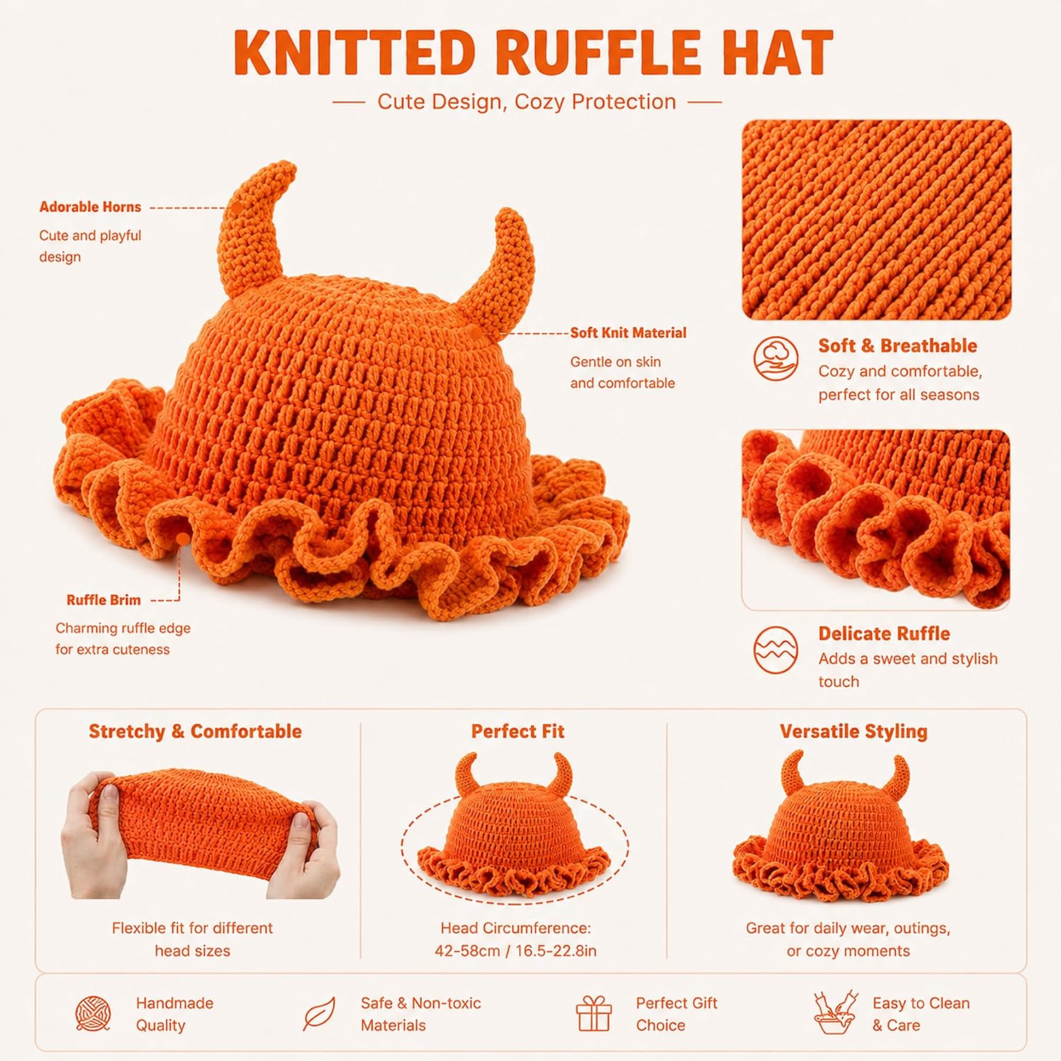 Crochet Bucket Hat Women Trendy Knit Floppy Cap Cute Boho Handmade Beanies Outdoor Boho Travel Fishing Hat image 4
