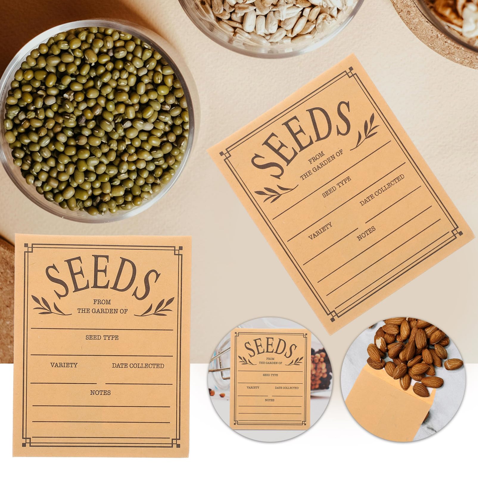 PartyKindom 50pièces Lot De Sachets Graines Autocollants Papier Refermables Pour Conservation Semences Et Stockage Jardinage