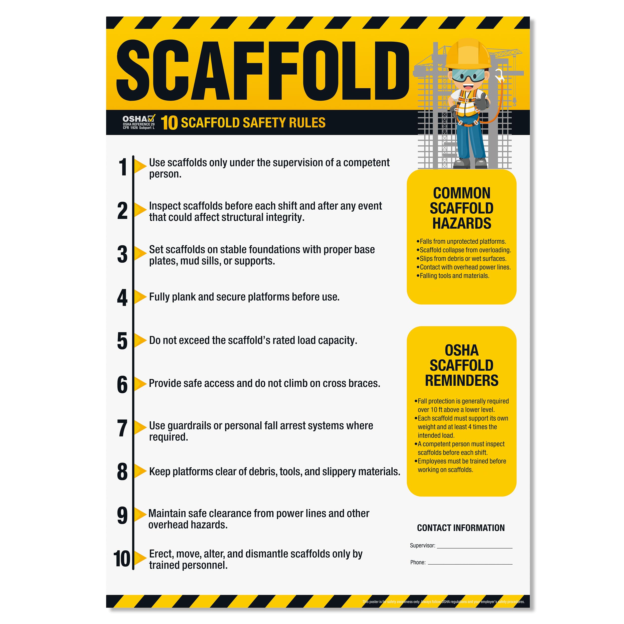 Construction Safety Rules Poster, 18"x24" OSHA Compliant Construction Safe Rules Checklist Guidelines Sign, Safety Awareness Poster for Workplace, Waterproof, Tear-resistant — Amazon image 13