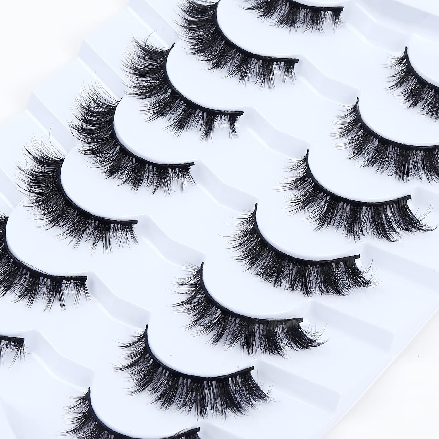Lashes Short Cat Eye Lashes 13mm Fluffy False Eyelashes Wispy 7 Pairs 3D Faux Mink Lashes SF86