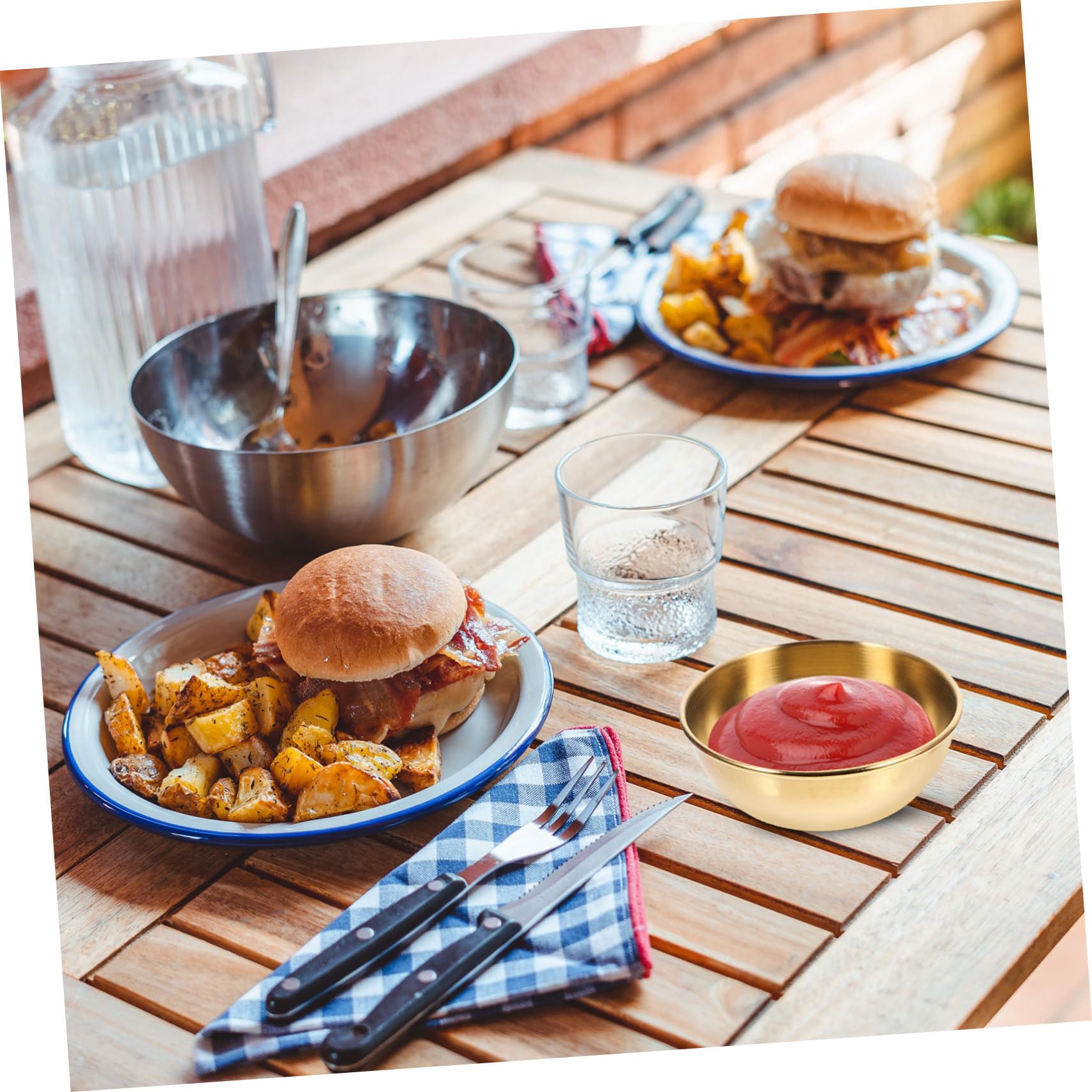 HOLIDYOYO 4pcs Seasoning Dish Sauce Dish Vinegar Holder Bowl Plates Prep Dishes for Cooking Dipping Saucer Bowls Dipping Sauce Bowls Dip Bowls Individual Saucers Bowl Kitchen Stainless Steel