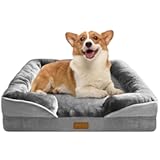 Orthopedic Dog Bed with Sides - Dog Sofa Beds for Medium Dogs&comma; Supportive Foam Pet Couch Bed with Washable Removable Cover&comma; Waterproof Lining and Non-Slip Bottom&comma; Grey - M