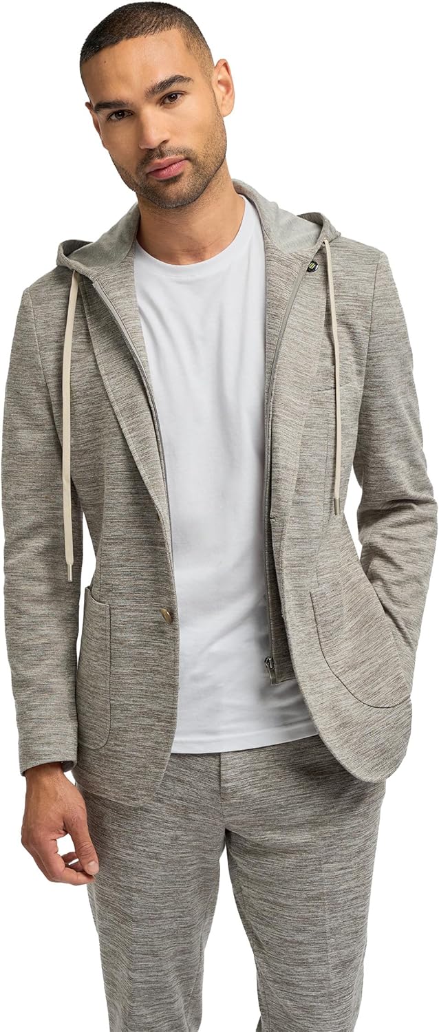 Men’s Cotton Blend Casual Suit 2-Piece Smart Sporty Outfit with Detachable Hood Sold Separately