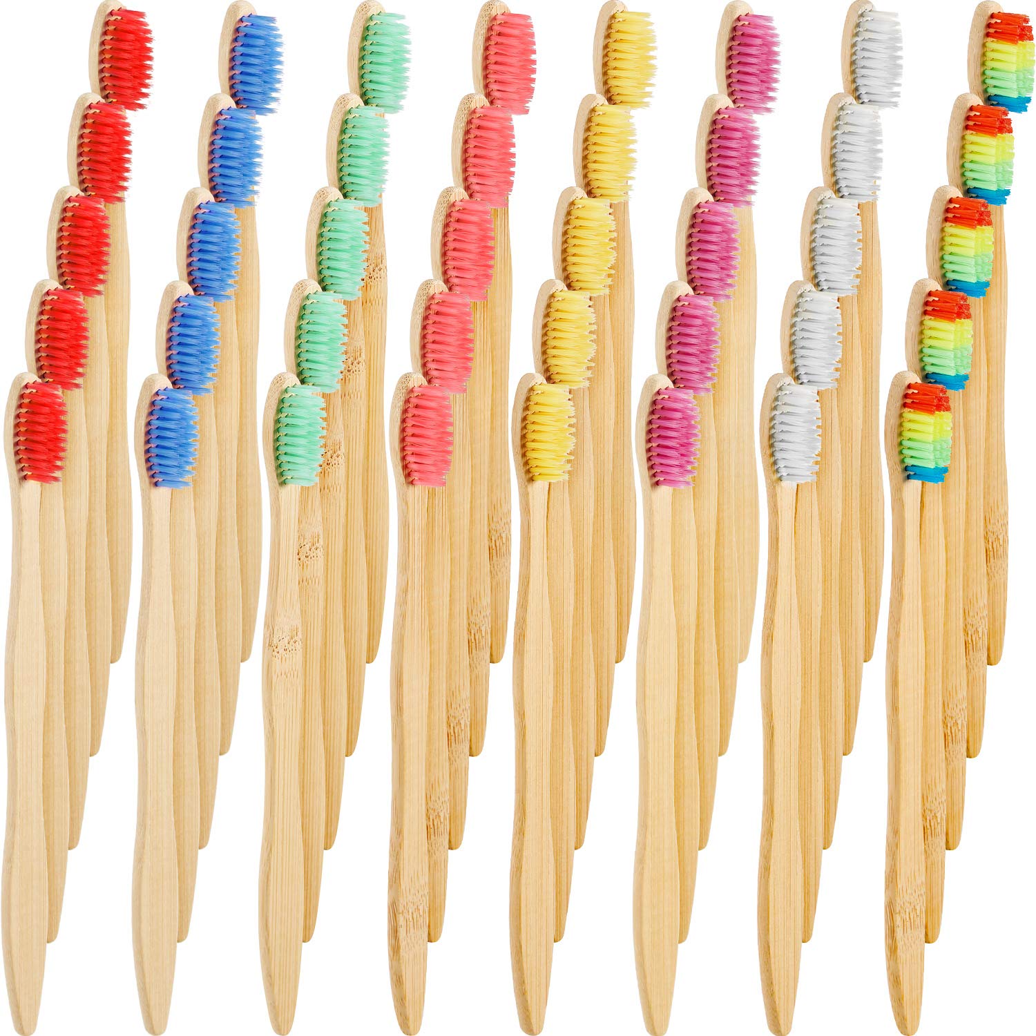 40 Pieces Bamboo Toothbrushes Charcoal Toothbrush Bamboo Toothbrushes with BPA-Free Nylon Bristles(Multi-Color)