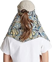 Vista 3 de icolor Sombreros de sol para mujer, protección solar UPF 50, sombrero de verano al aire libre, visera con solapa, sombrero de cola de caballo, Marrón
