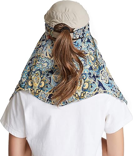 Miniatura 3 de icolor Sombreros de sol para mujer, protección solar UPF 50, sombrero de verano al aire libre, visera con solapa, sombrero de cola de caballo, Marrón