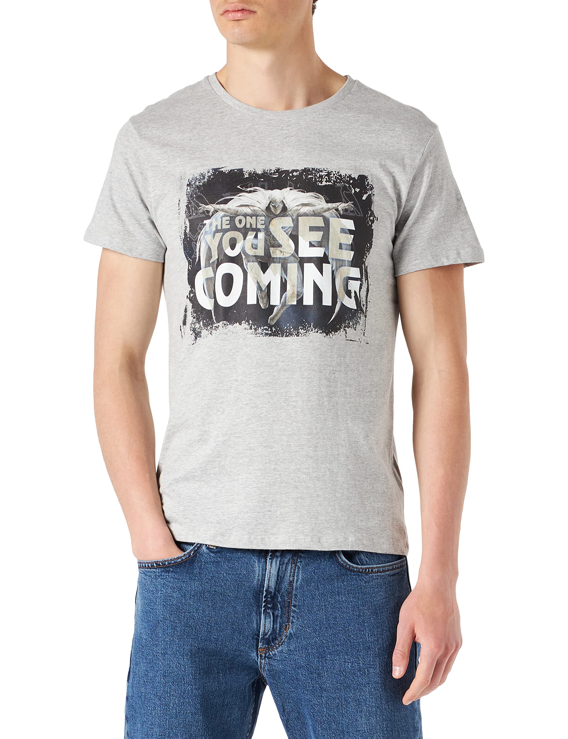Marvel MEMOOKNTS007 Men's T-Shirt, Grey Melange, S