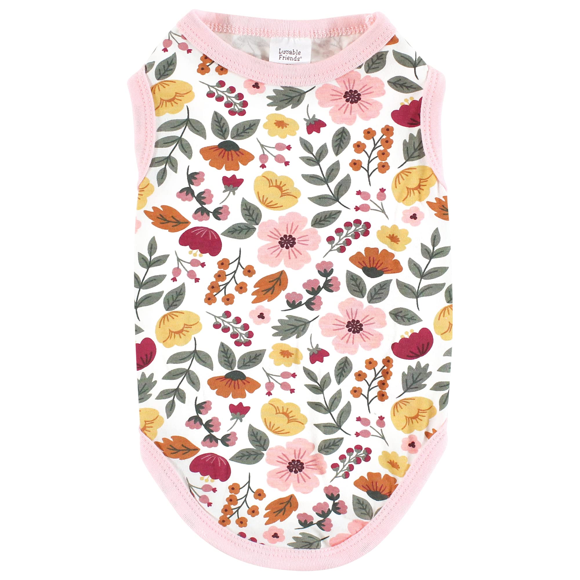 Luvable Friends Camisetas de algodón para Perros y Gatos, 2 Unidades, diseño Floral botánico borgoña, Talla M