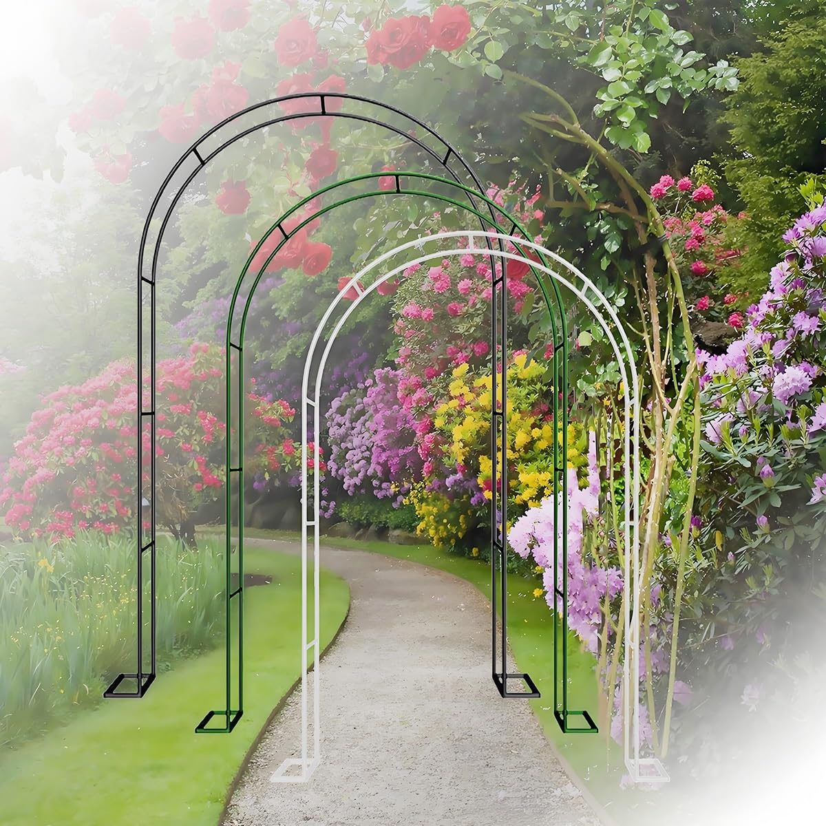 Arco nuziale in metallo nero per rose, regolabile da 1,2 m a 2,8 m, per esterni, elegante decorazione floreale per matrimoni, feste ed eventi (larghezza 140 x altezza 230 cm)