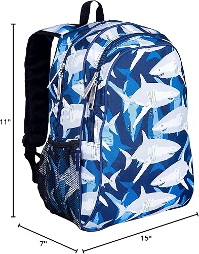 Miniatura 10 de Wildkin Paquete de mochila para niños de 15 pulgadas con bolsa de almuerzo (tiburones)
