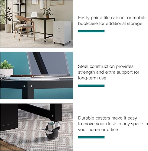 Miniatura 7 de 21647 Negro RTA 48" de ancho Escritorio de metal móvil estación de trabajo colección de oficina en casa