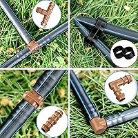 Vista 5 de Kit de accesorios de riego por goteo de 34 piezas, juego de tubos de 1/2 pulgada, 2 interruptores, 8 camisetas, 8 acoplamientos, 8 codos y 8 tapones