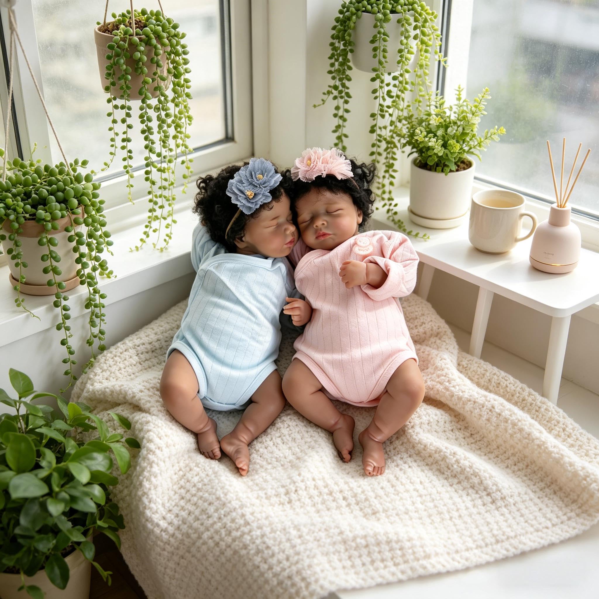Twins Reborn Baby Dolls silikonowe całe ciało winyl czarna dziewczyna 50 cm realistyczna afroamerykańska lalka bobas realistyczna noworodek dziecko bliźniaki lalka z ciemną skórą, prezenty dla