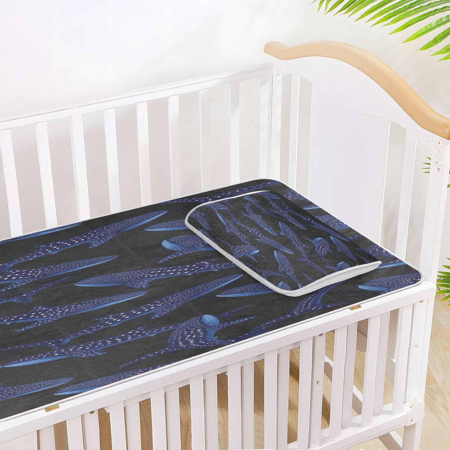 Cooling Baby Toddler Bed Mattress 28" x 52" Ultra Soft Shark Whale Fish Animal Mattress Protector Pads for Kids, Adult
