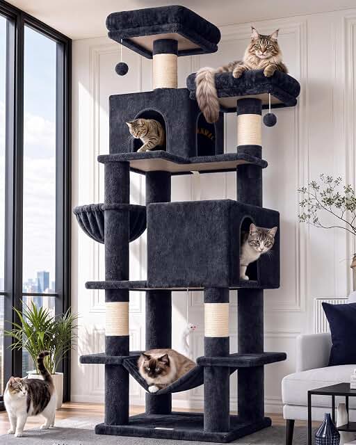 Globlazer 76-inch multi-level cat tree with platforms and cat houses