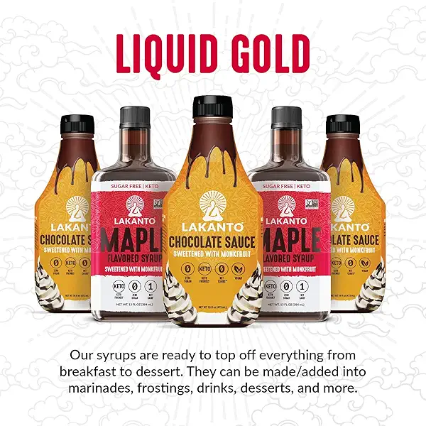 Lakanto Sugar Free Maple Syrup - Monk Fruit Sweetener, Keto Diet Friendly, Vegan, 1g Net Carbs, Pancakes, Waffles, Oatmeal, Coffee, Tea, Granola, Frosting, Marinade, Dressing (26 fl oz) 6