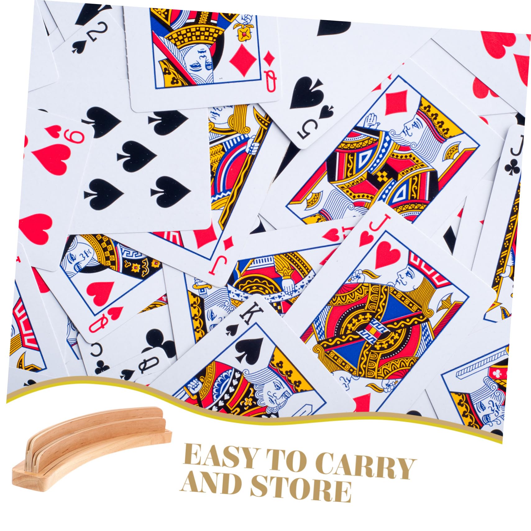 Porta carte da gioco – 35 – 5 cm in legno curvo riutilizzabile gioco da poker accessorio ideale per adulti e anziani Set con porta carte Romme libere
