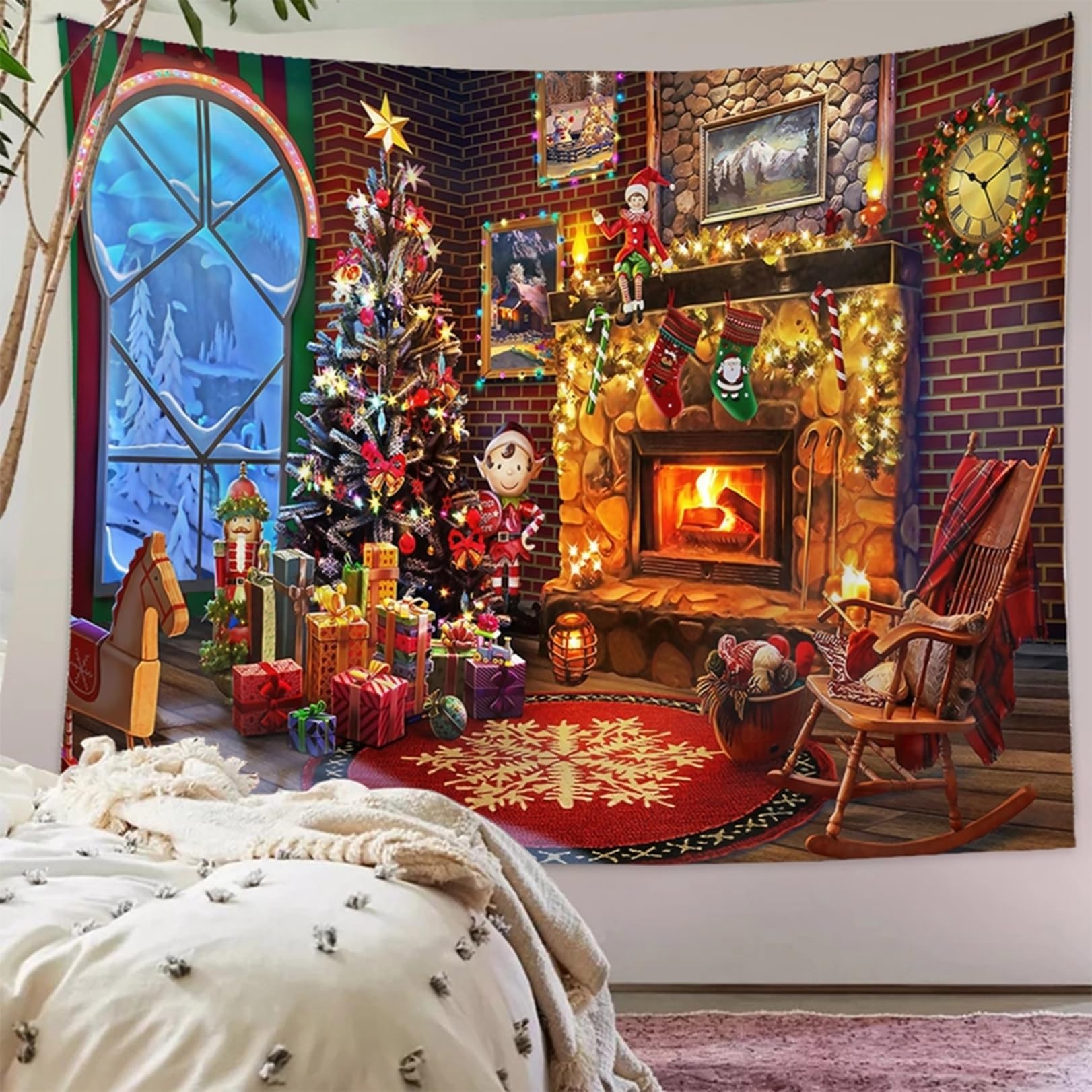 Amazon.co.jp: [dhiuebc] クリスマス飾り タペストリー クリスマス