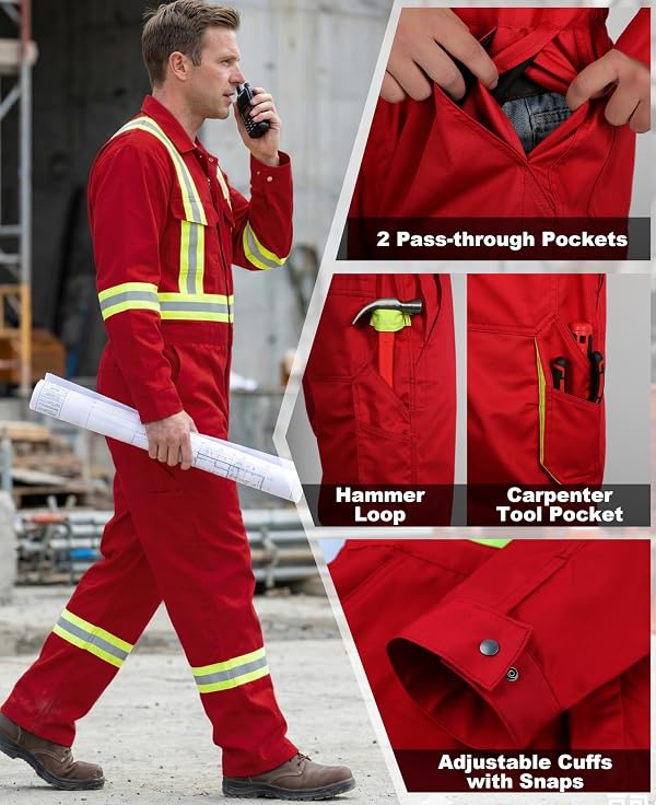 BOCOMAL FR Coveralls Men High Visibility 7.5oz Cotton Twill Flame Resistant Fire Retardant Work Coverall NFPA2112 HRC2 by BOCOMAL - Image 5