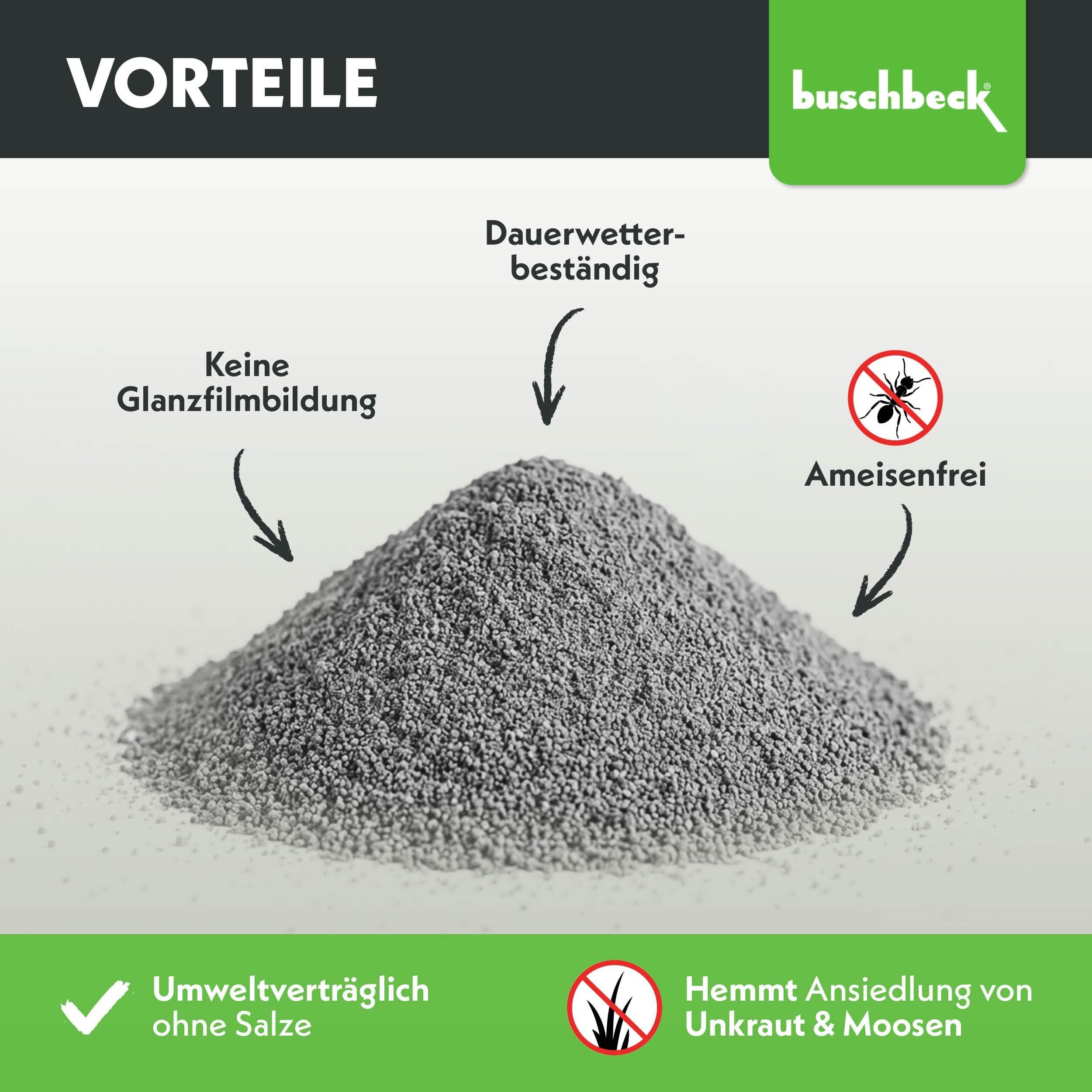 Buschbeck Feste Fuge, selbsthärtend, unkrautfrei & ameisenhemmend grau